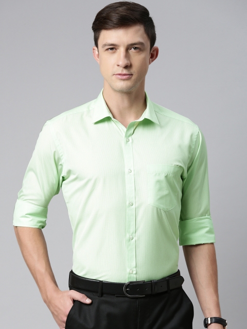 

Park Avenue Men Green Slim Fit Micro Checks Checked Casual Shirt
