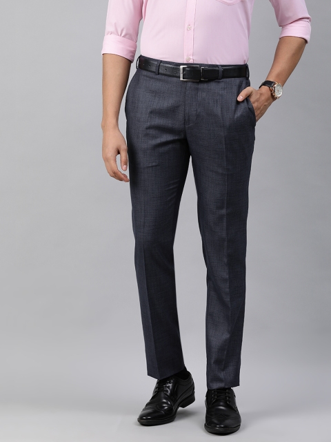 

Raymond Men Blue Textured Slim Fit Formal Trousers