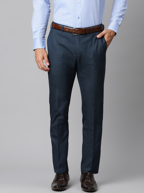 

Raymond Men Navy Blue Solid Slim Fit Formal Trousers