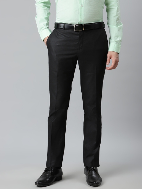 

Raymond Men Black Slim Fit Solid Regular Trousers
