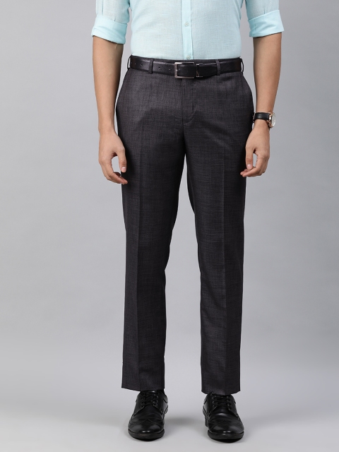 

Raymond Men Black Textured Slim Fit Formal Trousers