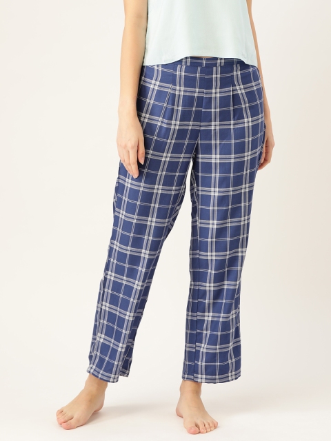 

ETC Women Blue & White Checked Lounge Pants