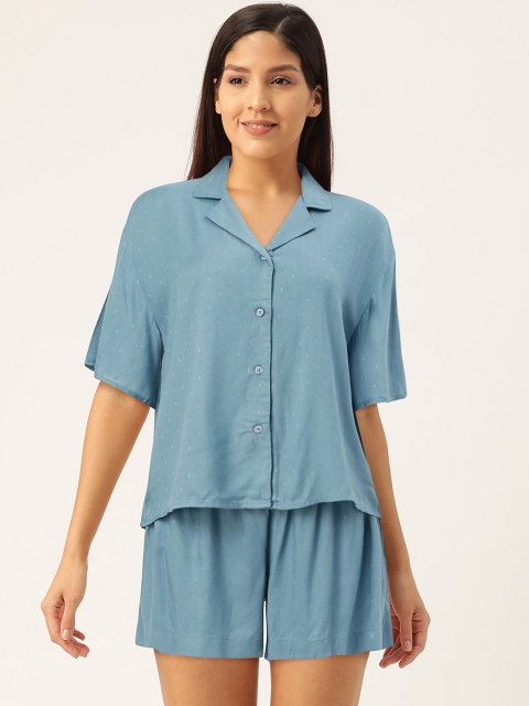 

ETC Women Blue Printed Night suit