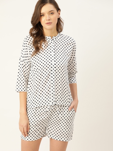 

ETC Women White & Black Printed Night suit