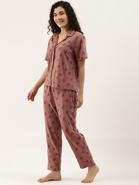 

ETC Women Brown Printed Pure Cotton Night suit ETC-21-K-017B
