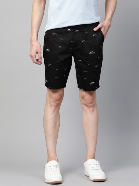 

Mast & Harbour Men Black Printed Mid-Rise Chino Shorts