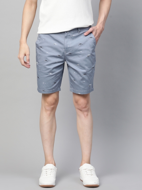 

Mast & Harbour Men Grey Printed Mid-Rise Chino Shorts