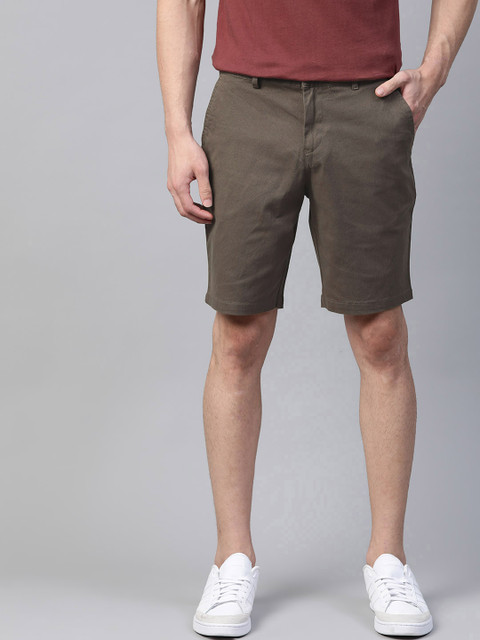 

Mast & Harbour Men Coffee Brown Mid-Rise Solid Chino Shorts