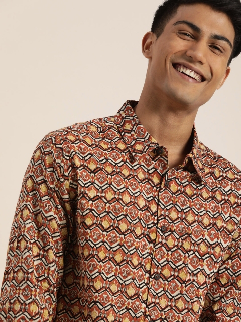 

Taavi Men Multicoloured Regular Fit Bagru Hand Block Print Casual Sustainable Shirt, Multi