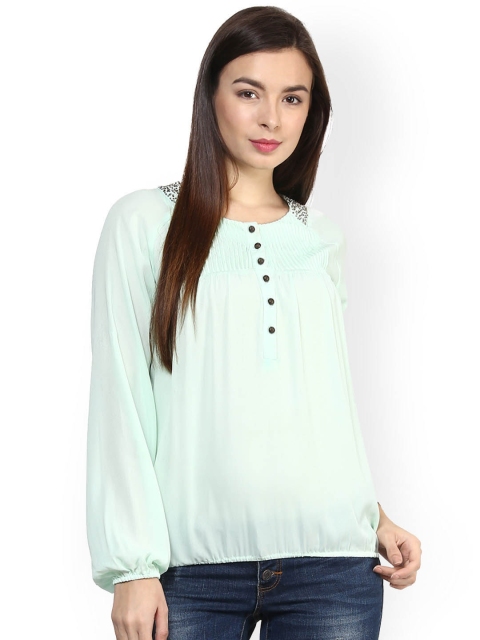 

RARE Blue Georgette Blouson Top with Embellished Detail