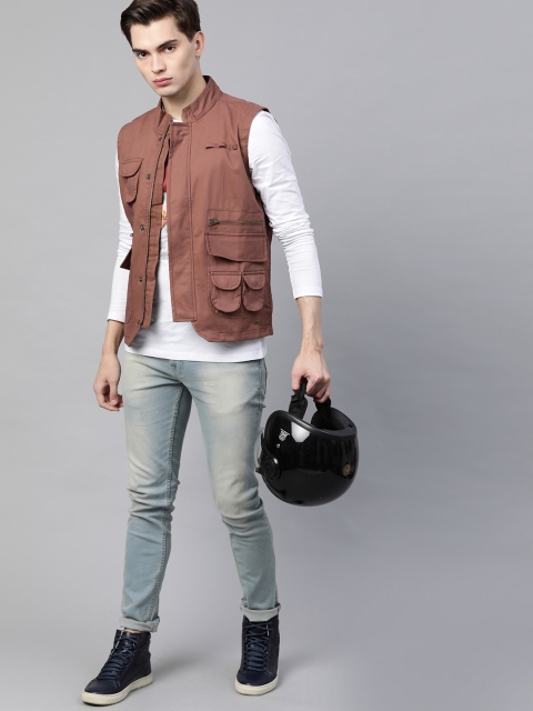 

Roadster X Discovery Men Rust Red Solid Pure Cotton Tailored Jacket