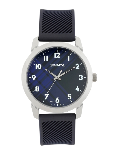 

Sonata Men Blue Printed Analogue Watch NN77107SP03W