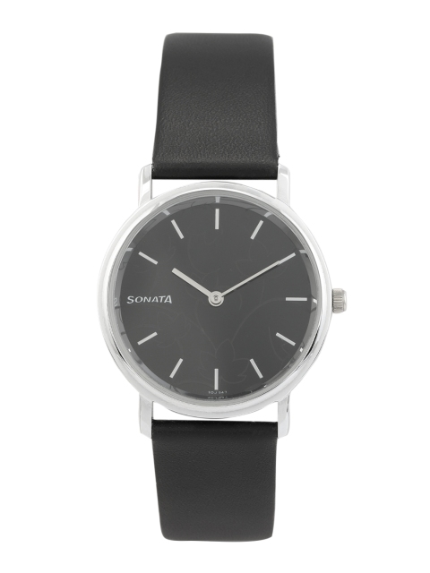 

Sonata Women Black Leather Analogue Watch NN87029SL02W