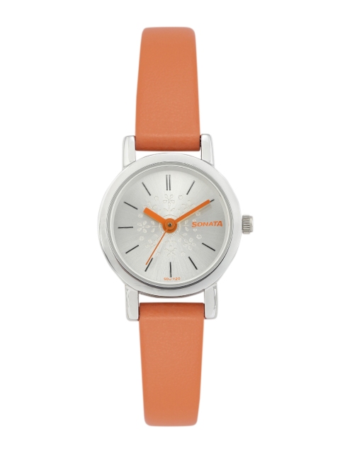 

Sonata Women Silver-Toned Leather Analogue Watch NN8976SL10W