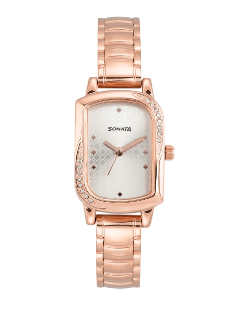 

Sonata Women Rose Gold Toned Embellished Bracelet Style Analogue Watch NN87001WM02
