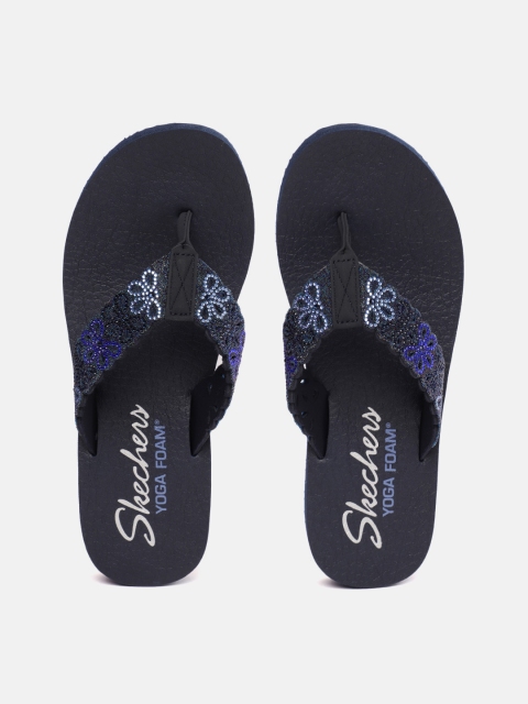 

Skechers Women Navy Blue Embellished Thong Flip-Flops