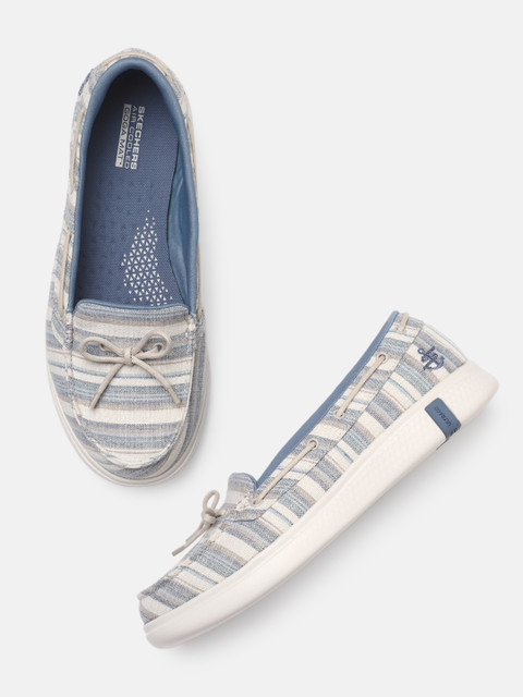 

Skechers Women Blue & Cream Striped Glide Ultra - Seashore Sneakers