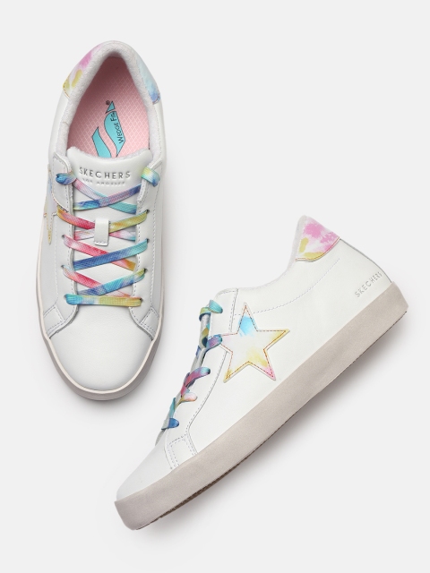 

Skechers Women White DIAMOND STARZ - STAR RIGHT Leather Sneakers