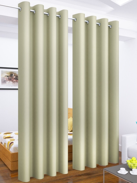 

Story@Home Faux Silk Solid Solid 300GSM Beige Room Darkening Blackout Long Door Curtain - Set of 2