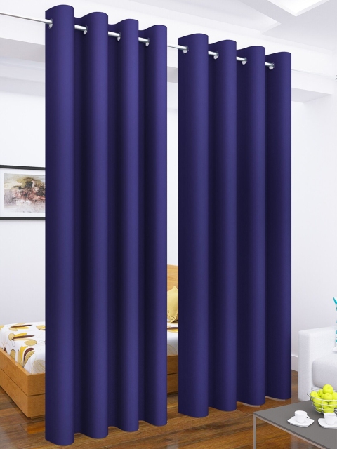 

Story@Home Faux Silk Solid Solid 300GSM Violet Room Darkening Blackout Long Door Curtain - Set of 2, Purple
