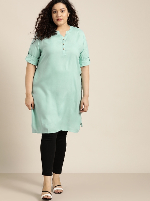 

Sztori Women Plus Size Blue Solid Straight Kurta