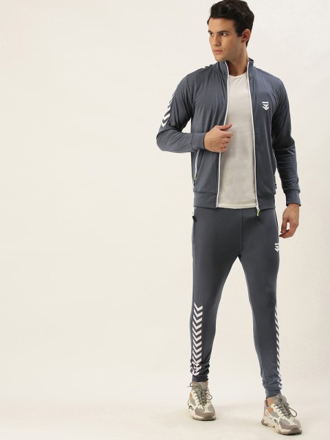 

Sports52 wear Men Grey Comfort Fit Geometric Printed Tracksuit