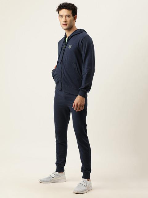 

Sports52 wear Men Navy Blue Solid Hooded Tracksuit