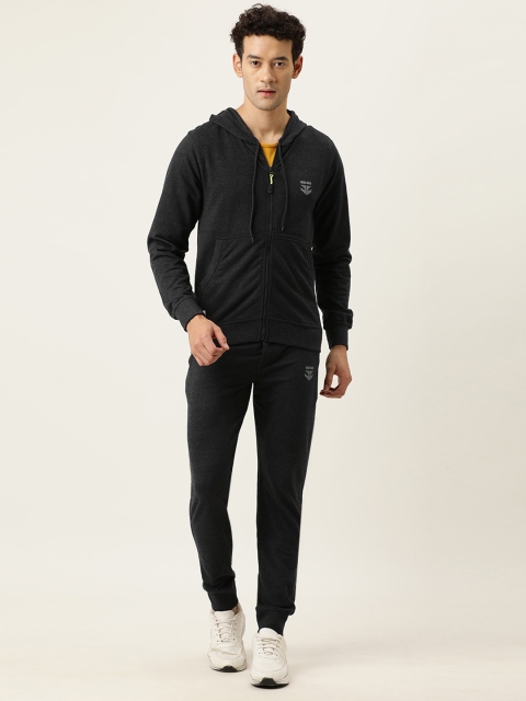 

Sports52 wear Men Charcoal Grey Melange Cotton Tracksuit
