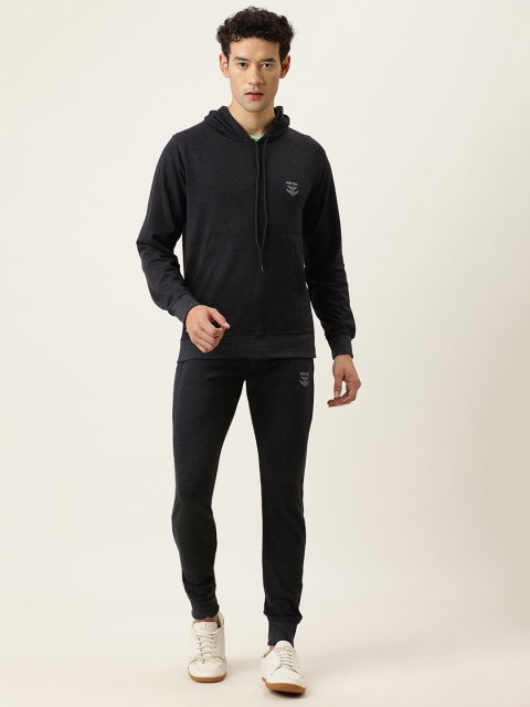 

Sports52 wear Men Charcoal Grey Solid Hooded Tracksuit