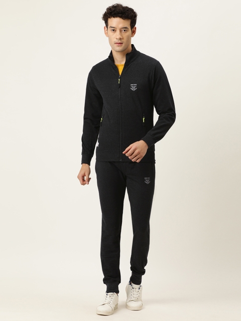 

Sports52 wear Men Charcoal Grey Melange Cotton Tracksuit