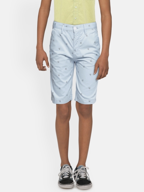 

Indian Terrain Boys Blue Conversational Printed Pure Cotton Chino Shorts
