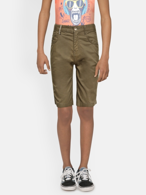 

Indian Terrain Boys Olive Green Mid-Rise Regular Shorts