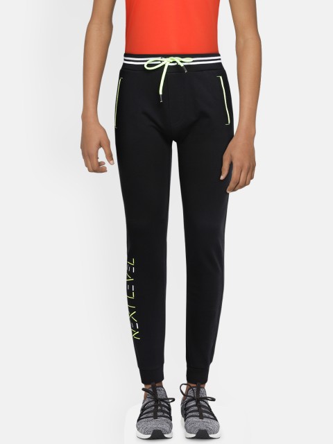 

Indian Terrain Boys Black Straight Fit Pure Cotton Joggers