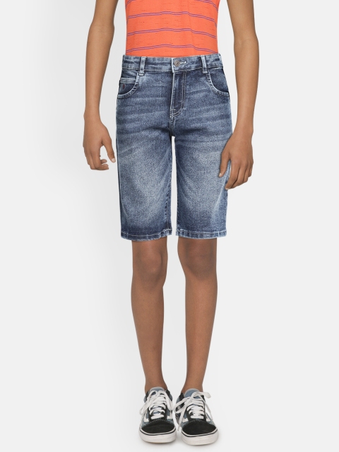 

Indian Terrain Boys Blue Washed Slim Fit Mid-Rise Denim Shorts