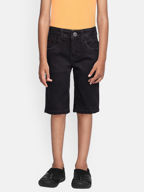 

Indian Terrain Boys Black Slim Fit Mid-Rise Denim Shorts