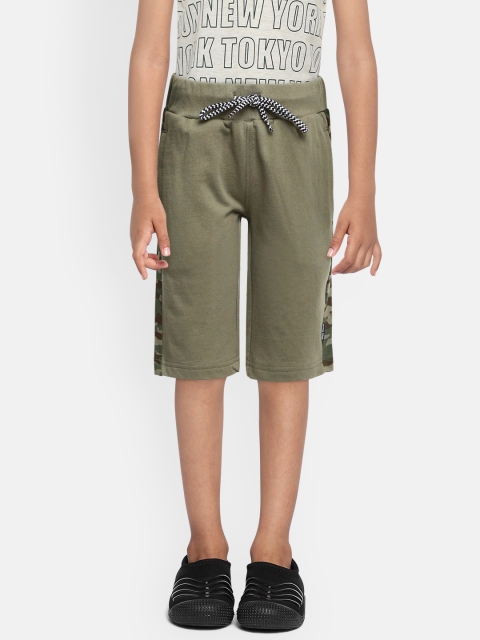 

Indian Terrain Boys Olive Green Mid-Rise Pure Cotton Regular Shorts