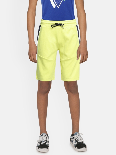 

Indian Terrain Boys Fluorescent Green Slim Fit Mid-Rise Pure Cotton Regular Shorts