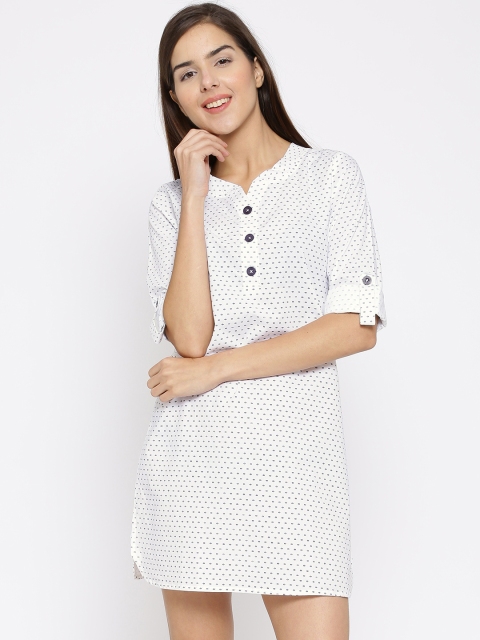 

Clt.s White & Navy Floral Print Sleep Shirt C269
