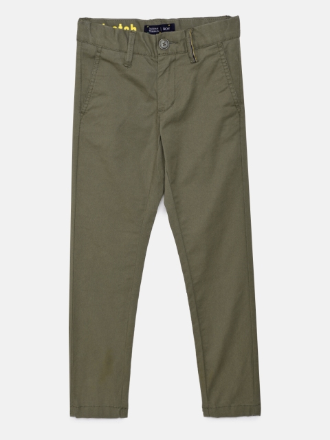 

Indian Terrain Boys Olive Green Slim Fit Regular Trousers