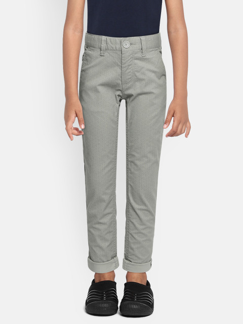 

Indian Terrain Boys Green Textured Printed Slim Fit Chinos