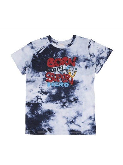 

RAINE AND JAINE Boys White & Navy Blue Tie and Dye T-shirt