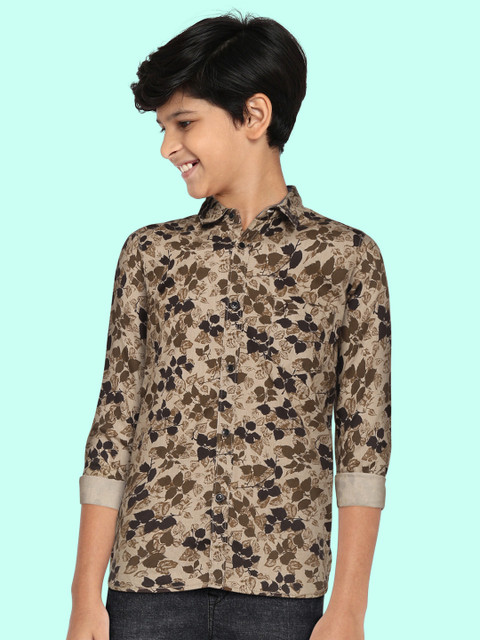 

Indian Terrain Boys Brown Printed Pure Cotton Casual Shirt