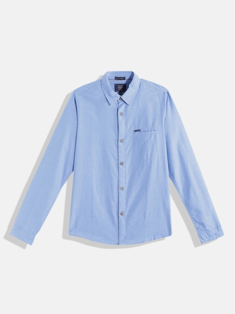 

Indian Terrain Boys Blue Solid Pure Cotton Casual Shirt