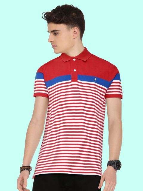 

Indian Terrain Boys White Red Striped Pure Cotton Polo Collar Pure Cotton T-shirt