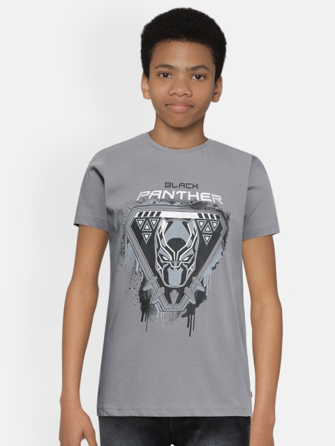 

Indian Terrain Boys Grey Pure Cotton Printed Pure Cotton T-shirt