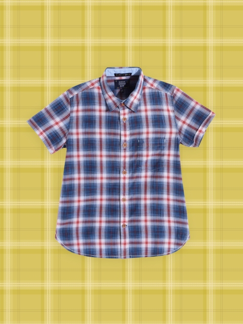 

Indian Terrain Boys Blue & Maroon Tartan Checked Cotton Casual Shirt