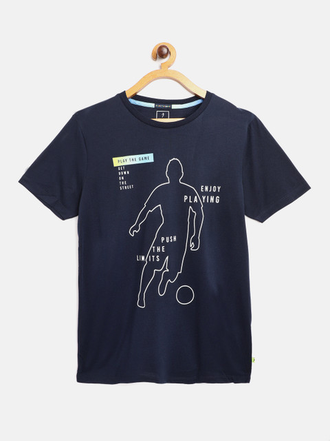 

Indian Terrain Boys Navy Blue & White Printed Athleisure T-shirt