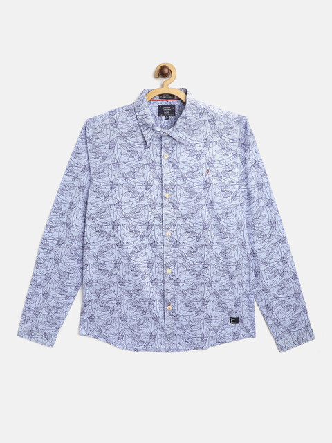 

Indian Terrain Boys Blue Cotton Floral Print Casual Shirt
