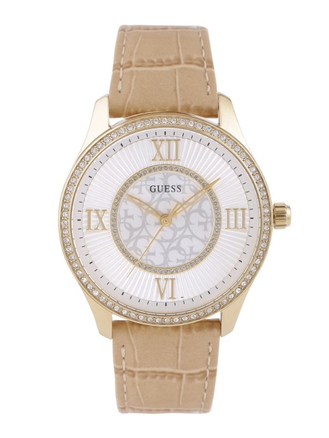 

GUESS Women Silver-Toned Textured Dial Watch W0768L2