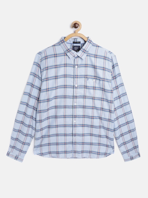 

Indian Terrain Boys Blue & Red Pure Cotton Tartan Checked Casual Shirt